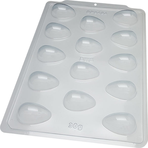 Semi Professional - 3 Parts Chocolate Silicone Moulds -  Smooth Egg 30g