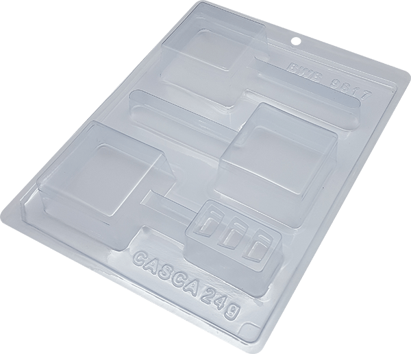 3 Parts Chocolate Silicone Moulds -  Square Lolipop