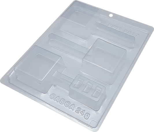 3 Parts Chocolate Silicone Moulds -  Square Lolipop
