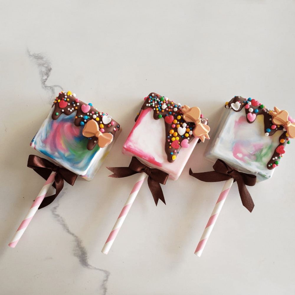 3 Parts Chocolate Silicone Moulds -  Square Lolipop